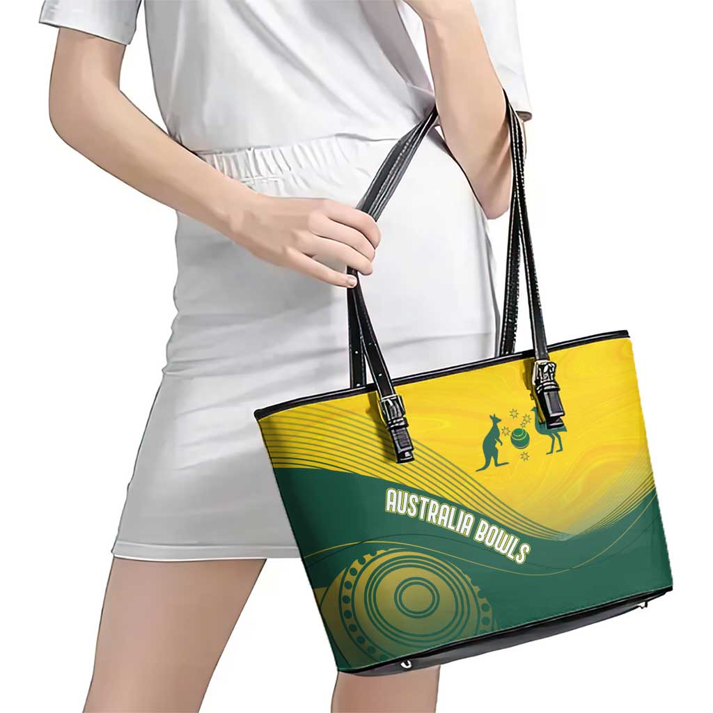 Australia Bowls Leather Tote Bag Basic Marble Glaze - National Color - Aussie Hoodie