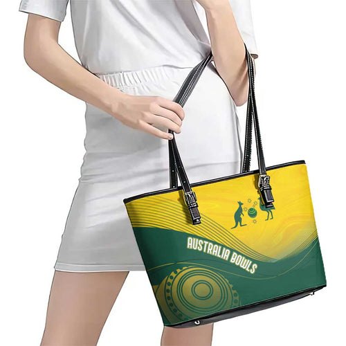 Australia Bowls Leather Tote Bag Basic Marble Glaze - National Color - Aussie Hoodie