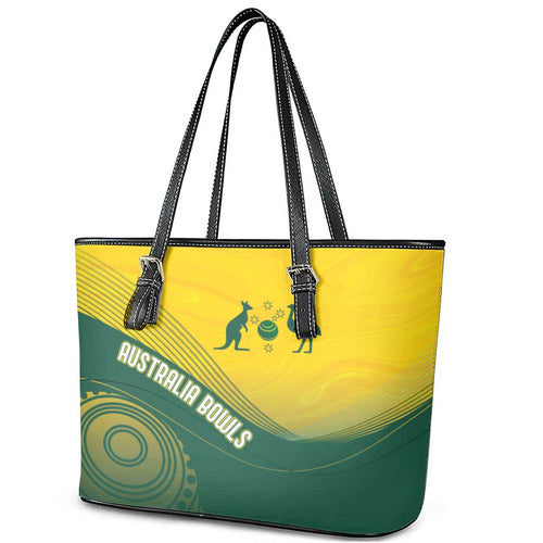 Australia Bowls Leather Tote Bag Basic Marble Glaze - National Color - Aussie Hoodie