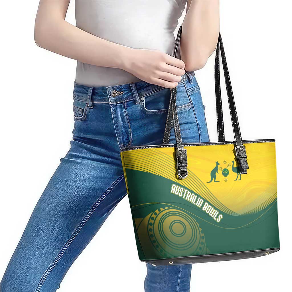Australia Bowls Leather Tote Bag Basic Marble Glaze - National Color - Aussie Hoodie
