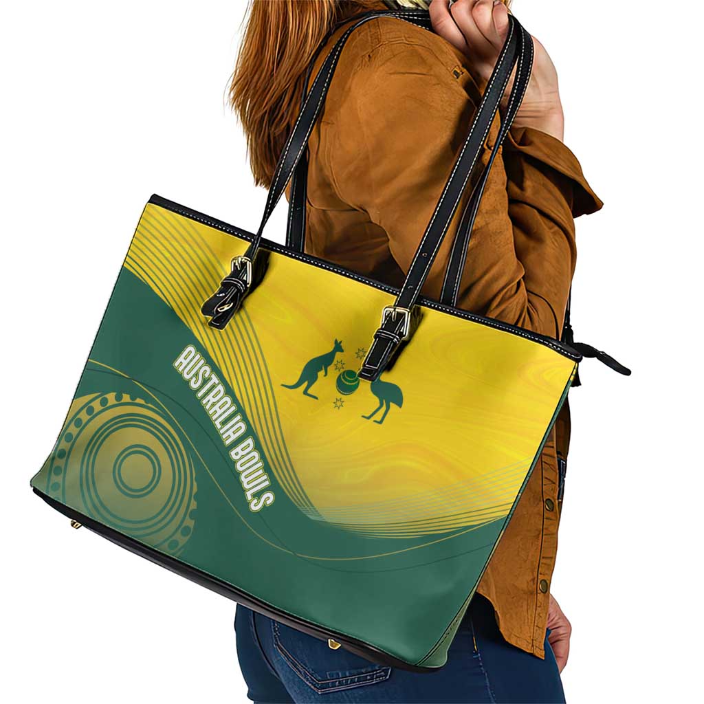 Australia Bowls Leather Tote Bag Basic Marble Glaze - National Color - Aussie Hoodie