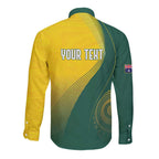 Australia Bowls Personalised Long Sleeve Button Shirt Basic Marble Glaze - National Color - Aussie Hoodie