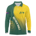 Australia Bowls Personalised Long Sleeve Polo Shirt Basic Marble Glaze - National Color - Aussie Hoodie