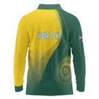 Australia Bowls Personalised Long Sleeve Polo Shirt Basic Marble Glaze - National Color - Aussie Hoodie