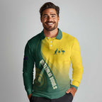 Australia Bowls Personalised Long Sleeve Polo Shirt Basic Marble Glaze - National Color - Aussie Hoodie