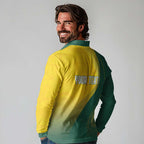 Australia Bowls Personalised Long Sleeve Polo Shirt Basic Marble Glaze - National Color - Aussie Hoodie