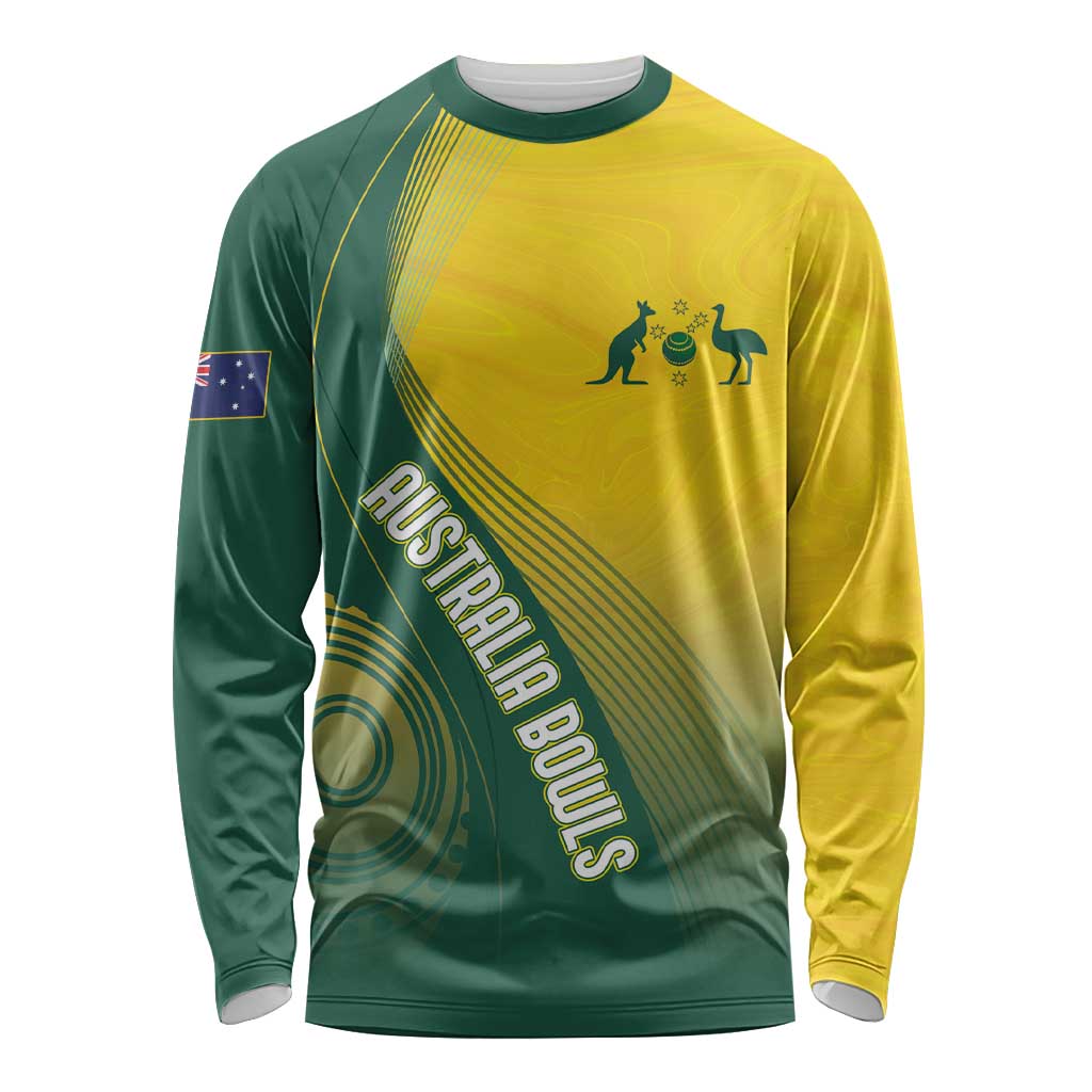 Australia Bowls Personalised Long Sleeve Shirt Basic Marble Glaze - National Color - Aussie Hoodie