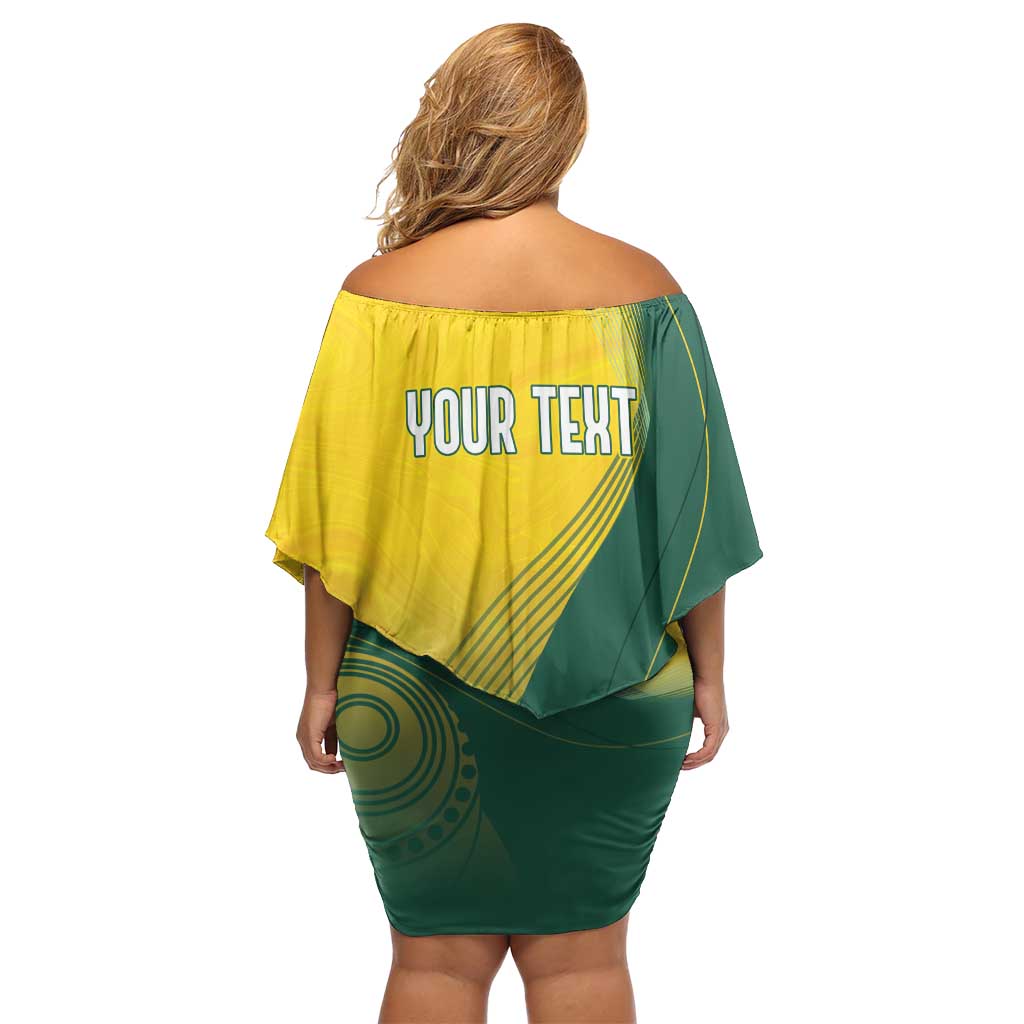 Australia Bowls Personalised Off Shoulder Short Dress Basic Marble Glaze - National Color - Aussie Hoodie