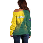 Australia Bowls Personalised Off Shoulder Sweater Basic Marble Glaze - National Color - Aussie Hoodie