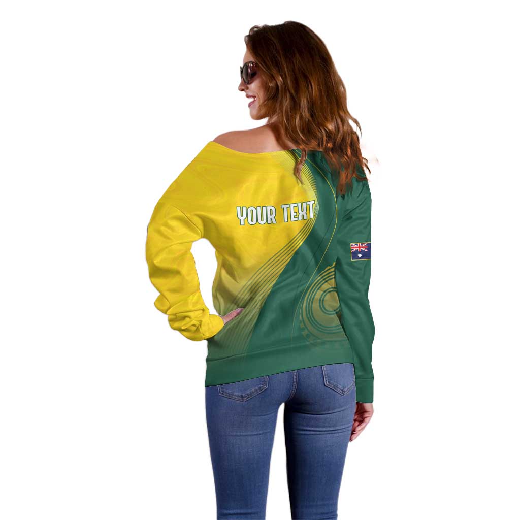 Australia Bowls Personalised Off Shoulder Sweater Basic Marble Glaze - National Color - Aussie Hoodie