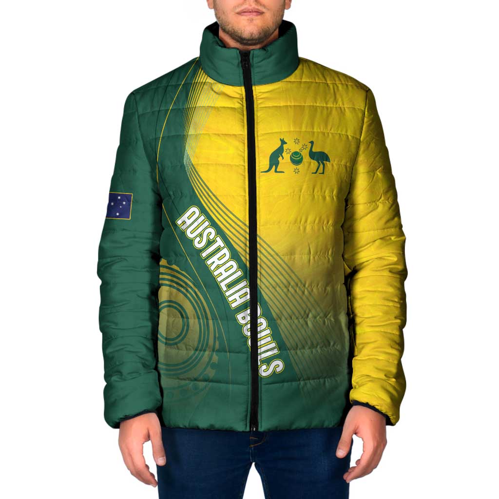 Australia Bowls Personalised Padded Jacket Basic Marble Glaze - National Color - Aussie Hoodie
