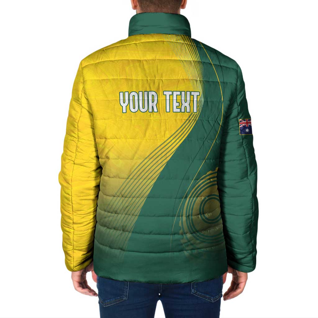Australia Bowls Personalised Padded Jacket Basic Marble Glaze - National Color - Aussie Hoodie