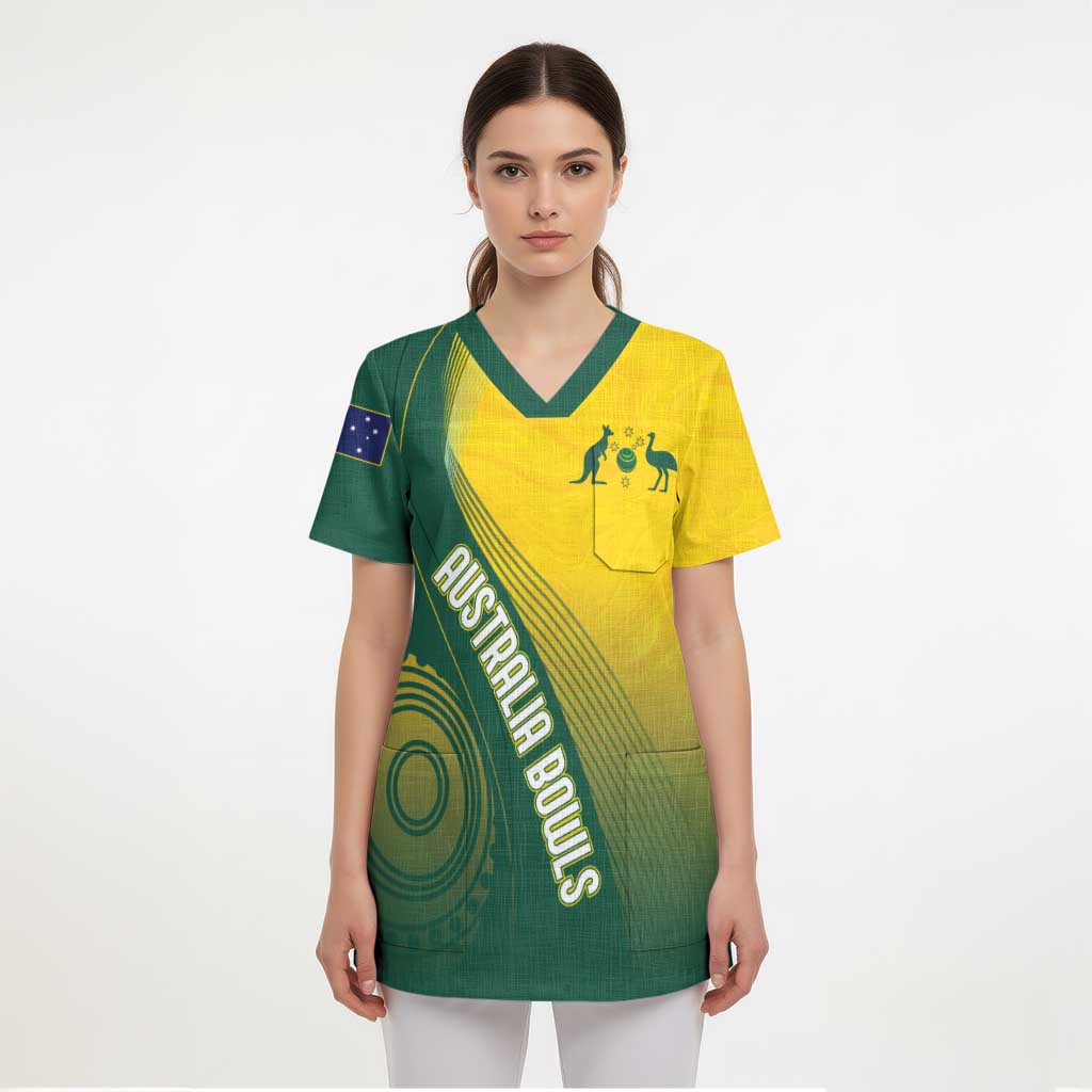 Australia Bowls Personalised Scrub Top Basic Marble Glaze - National Color - Aussie Hoodie