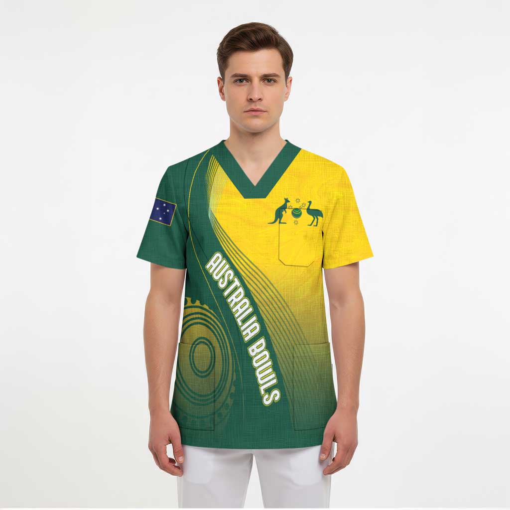 Australia Bowls Personalised Scrub Top Basic Marble Glaze - National Color - Aussie Hoodie