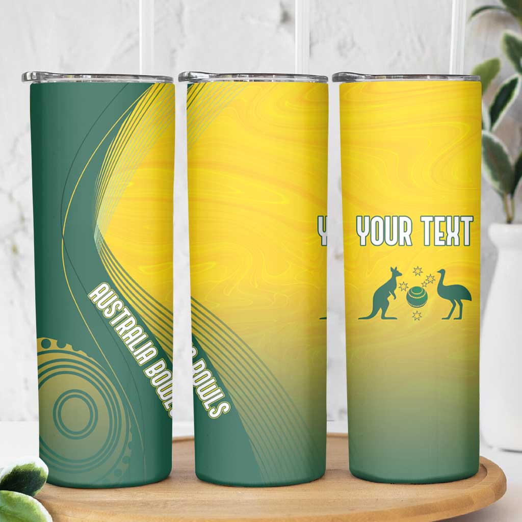 Australia Bowls Personalised Skinny Tumbler Basic Marble Glaze - National Color - Aussie Hoodie