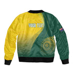 Australia Bowls Personalised Sleeve Zip Bomber Jacket Basic Marble Glaze - National Color - Aussie Hoodie