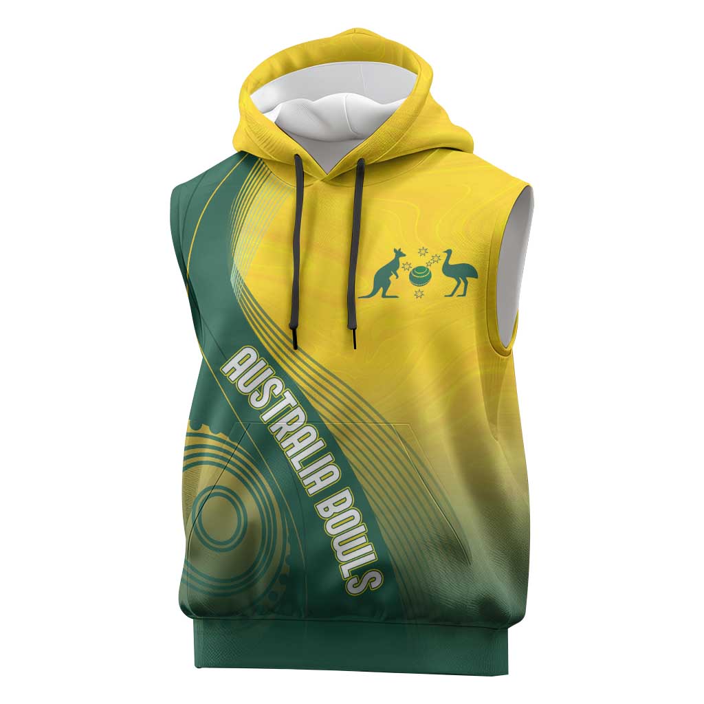 Australia Bowls Personalised Sleeveless Hoodie Basic Marble Glaze - National Color - Aussie Hoodie