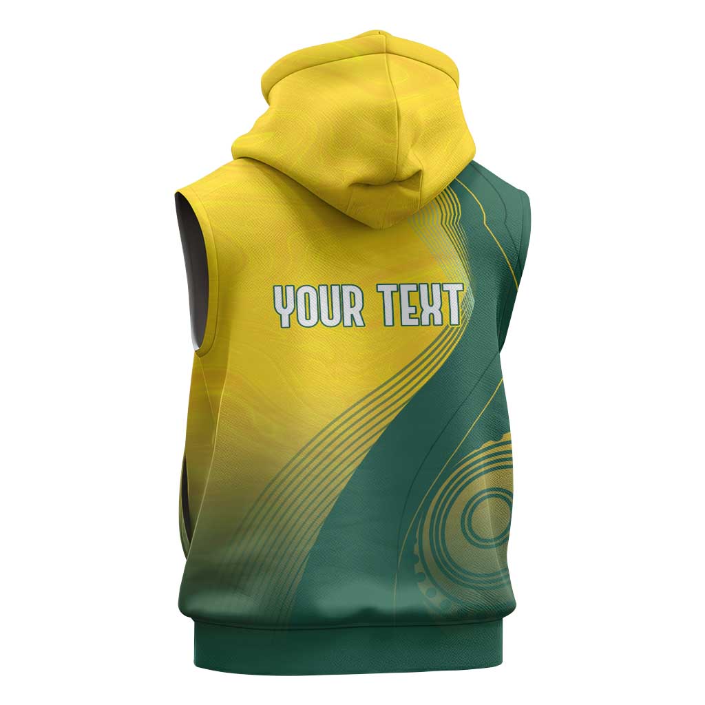 Australia Bowls Personalised Sleeveless Hoodie Basic Marble Glaze - National Color - Aussie Hoodie