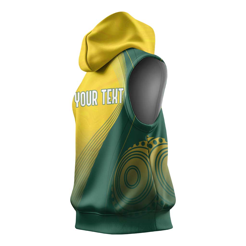 Australia Bowls Personalised Sleeveless Hoodie Basic Marble Glaze - National Color - Aussie Hoodie