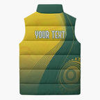 Australia Bowls Personalised Sleeveless Puffer Jacket Basic Marble Glaze - National Color - Aussie Hoodie