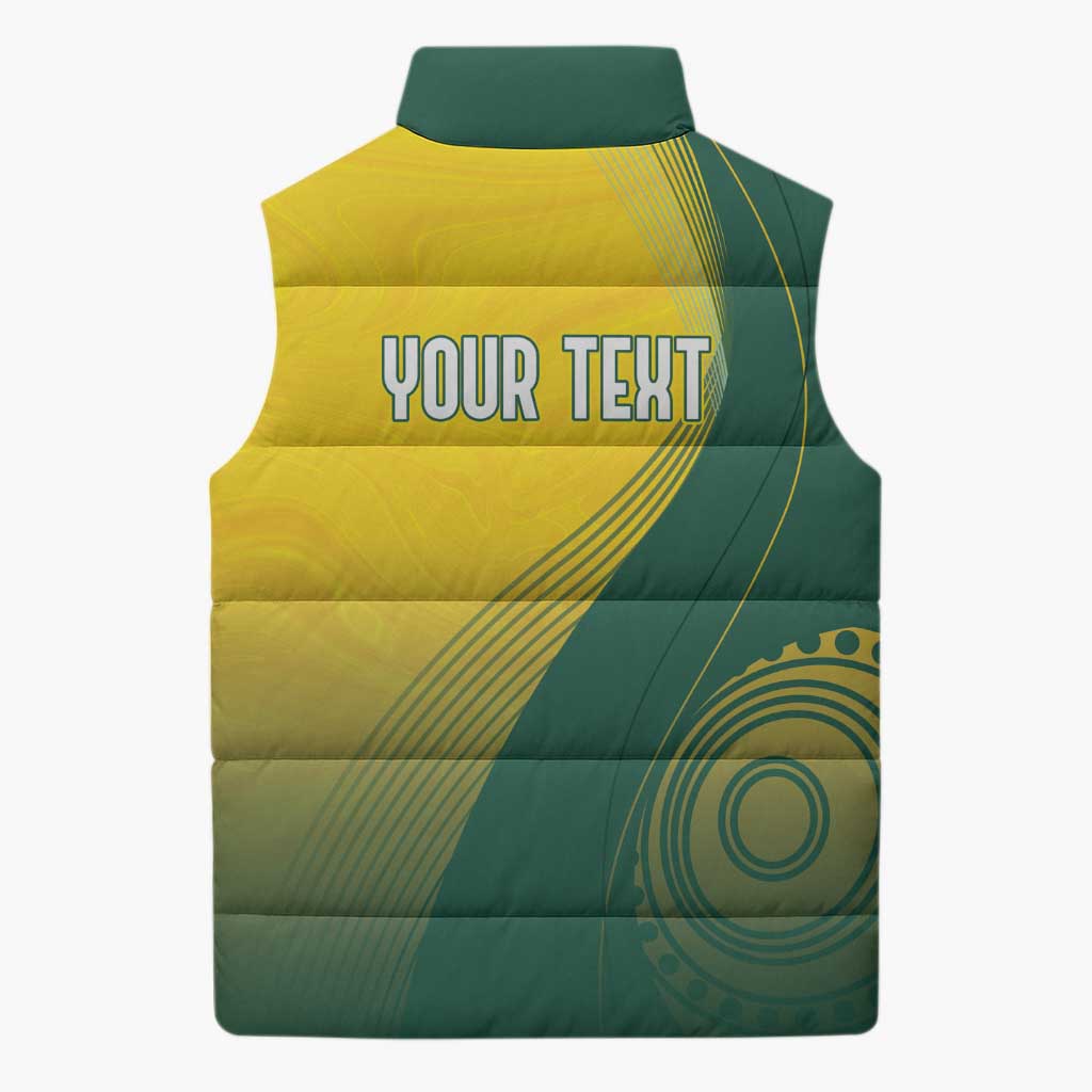 Australia Bowls Personalised Sleeveless Puffer Jacket Basic Marble Glaze - National Color - Aussie Hoodie