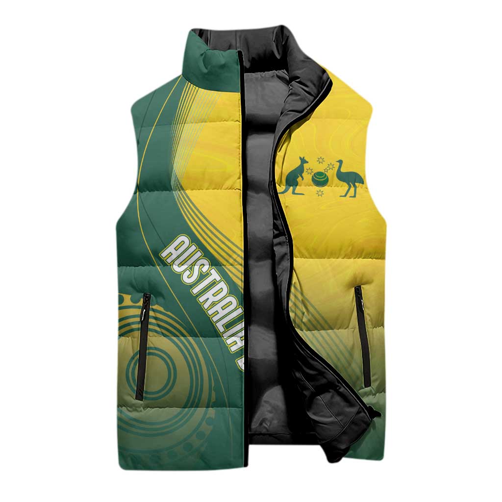 Australia Bowls Personalised Sleeveless Puffer Jacket Basic Marble Glaze - National Color - Aussie Hoodie