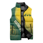Australia Bowls Personalised Sleeveless Puffer Jacket Basic Marble Glaze - National Color - Aussie Hoodie