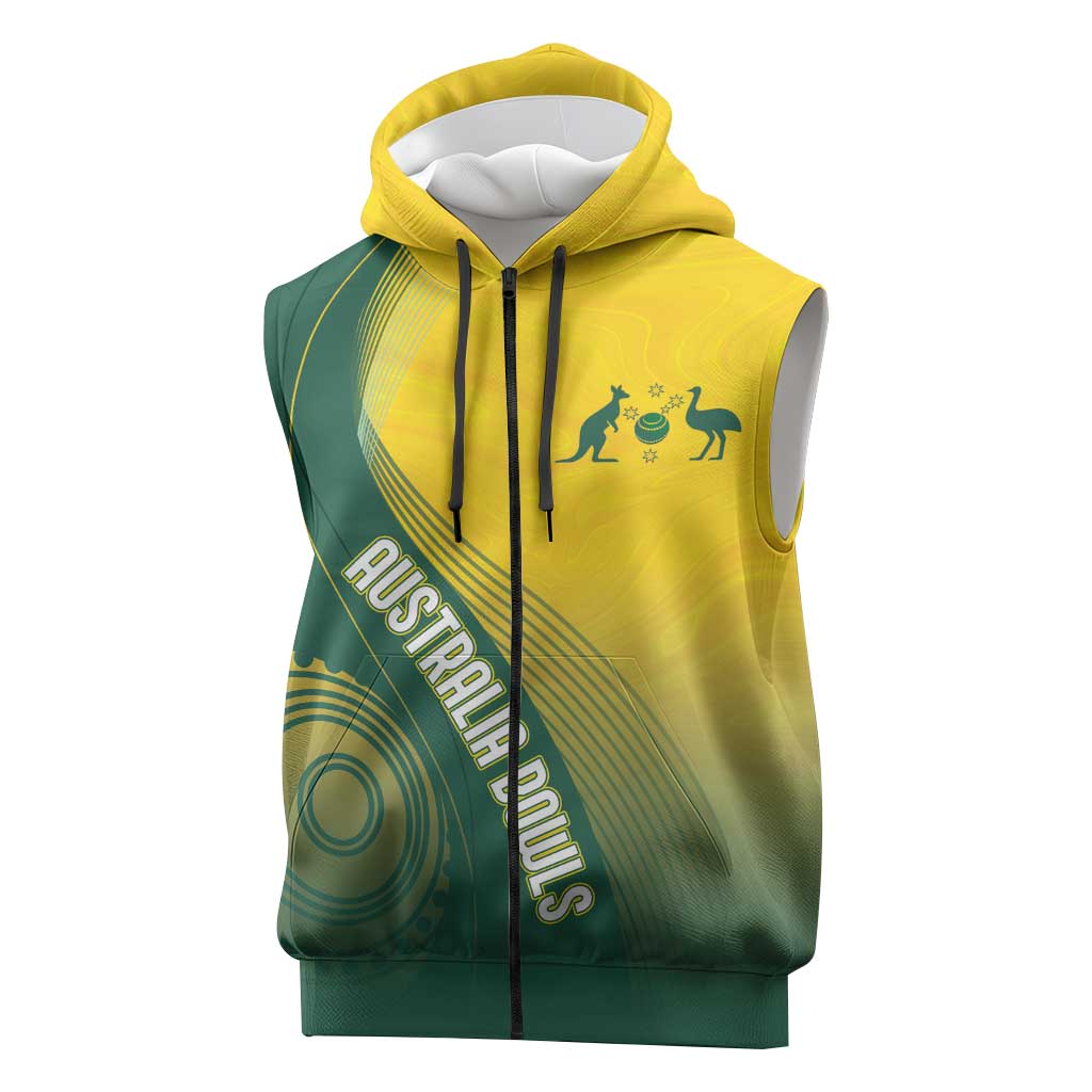 Australia Bowls Personalised Sleeveless Zip Hoodie Basic Marble Glaze - National Color LT7