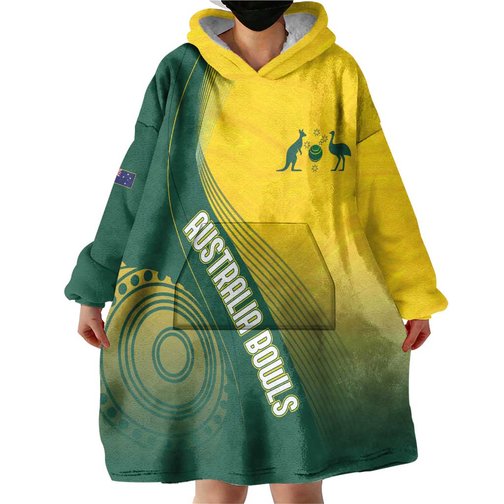 Australia Bowls Personalised Wearable Blanket Hoodie Basic Marble Glaze - National Color - Aussie Hoodie
