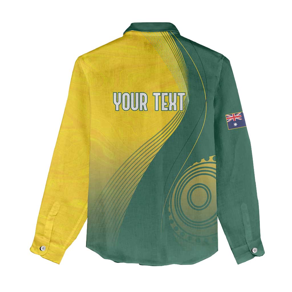 Australia Bowls Personalised Women Casual Shirt Basic Marble Glaze - National Color - Aussie Hoodie