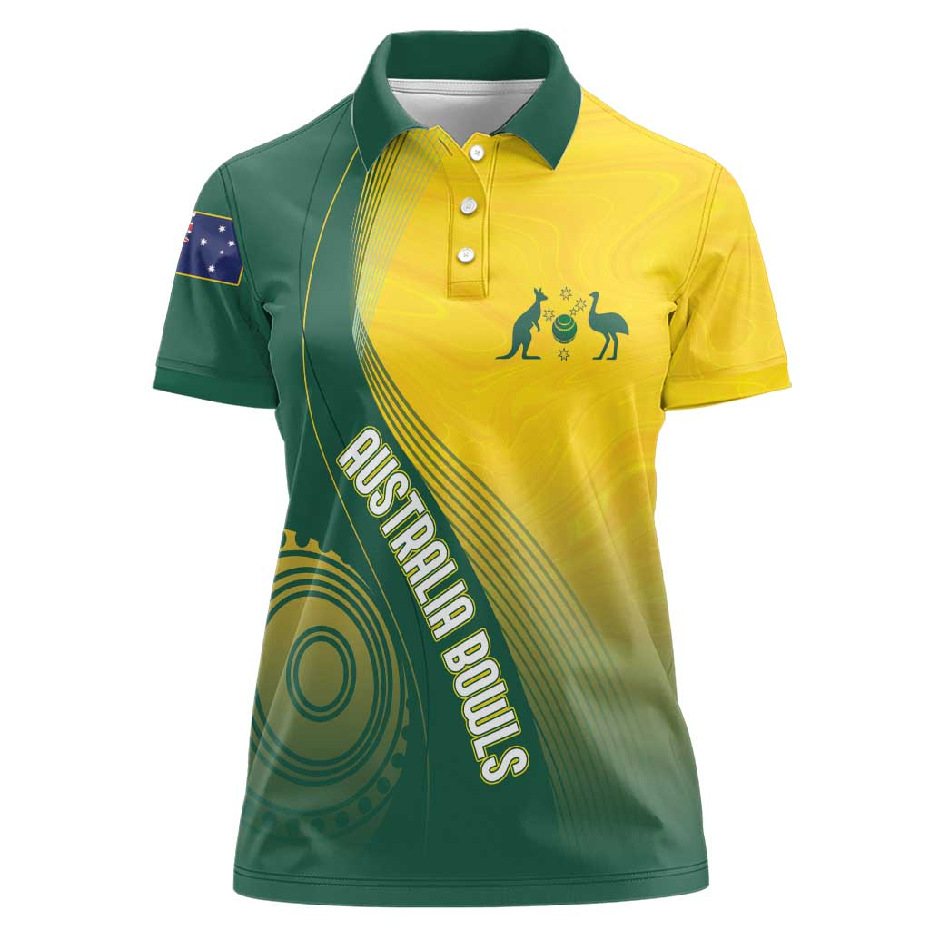 Australia Bowls Personalised Women Polo Shirt Basic Marble Glaze - National Color - Aussie Hoodie