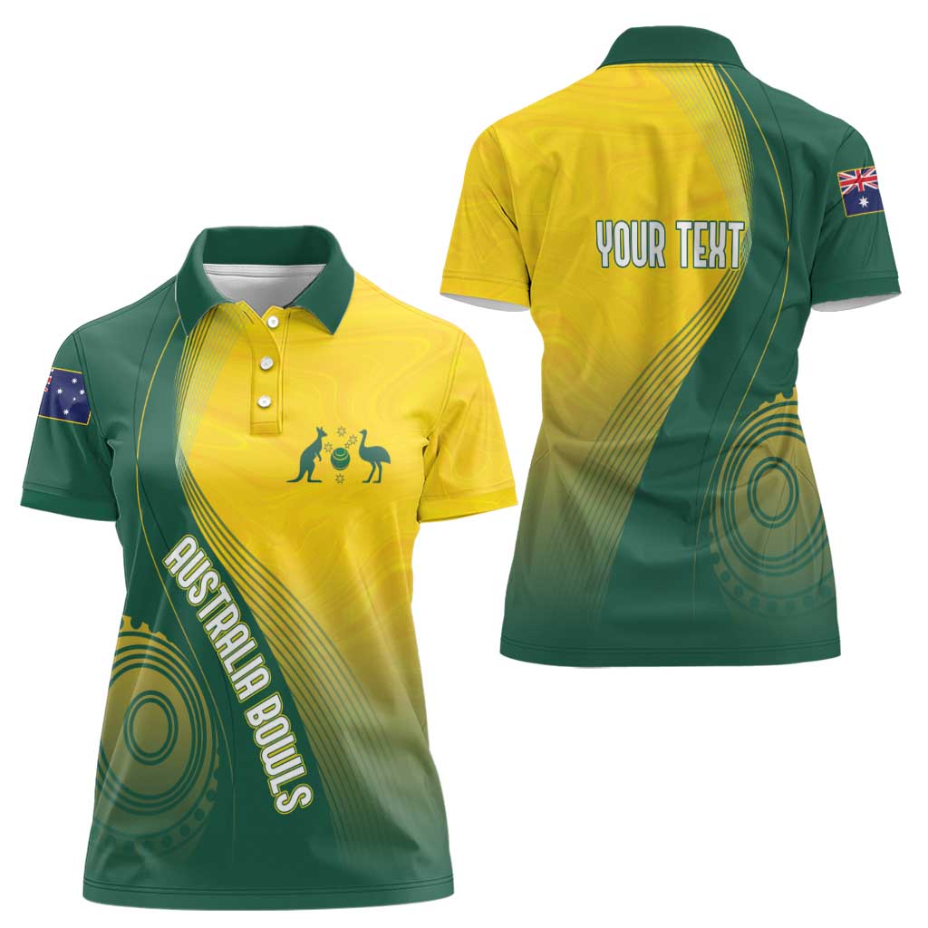 Australia Bowls Personalised Women Polo Shirt Basic Marble Glaze - National Color - Aussie Hoodie