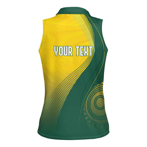 Australia Bowls Personalised Women Sleeveless Polo Shirt Basic Marble Glaze - National Color - Aussie Hoodie