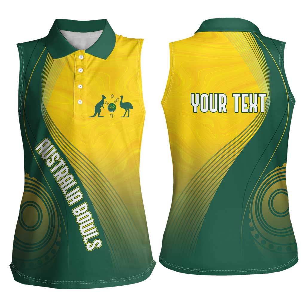 Australia Bowls Personalised Women Sleeveless Polo Shirt Basic Marble Glaze - National Color - Aussie Hoodie