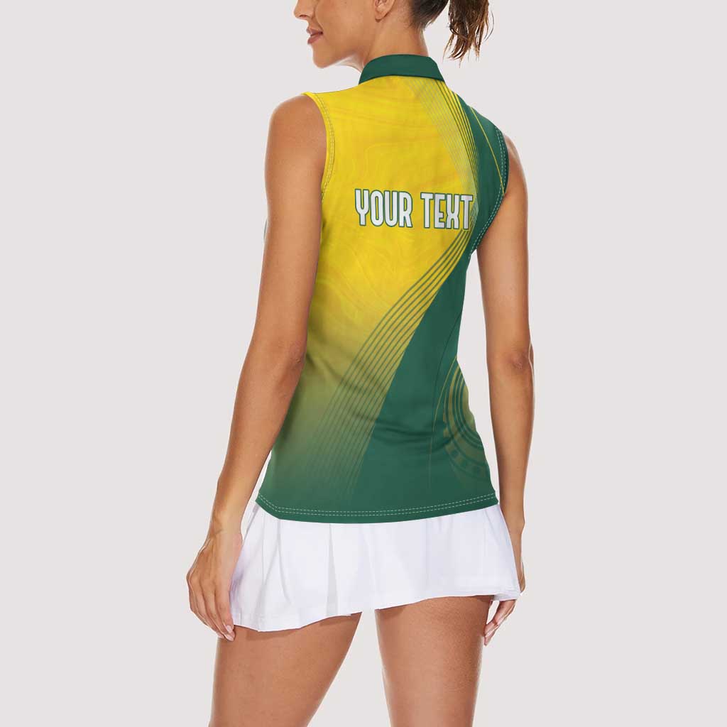 Australia Bowls Personalised Women Sleeveless Polo Shirt Basic Marble Glaze - National Color - Aussie Hoodie