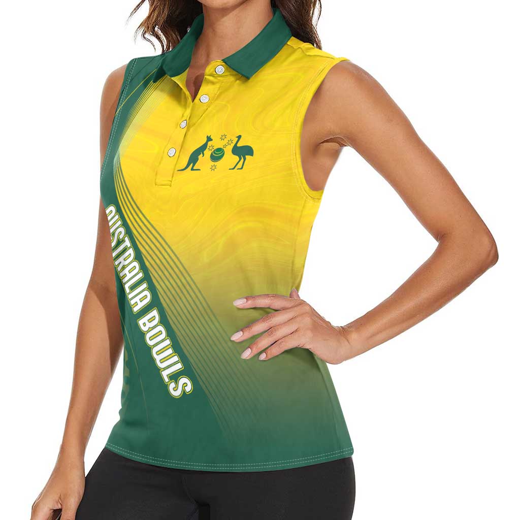 Australia Bowls Personalised Women Sleeveless Polo Shirt Basic Marble Glaze - National Color - Aussie Hoodie