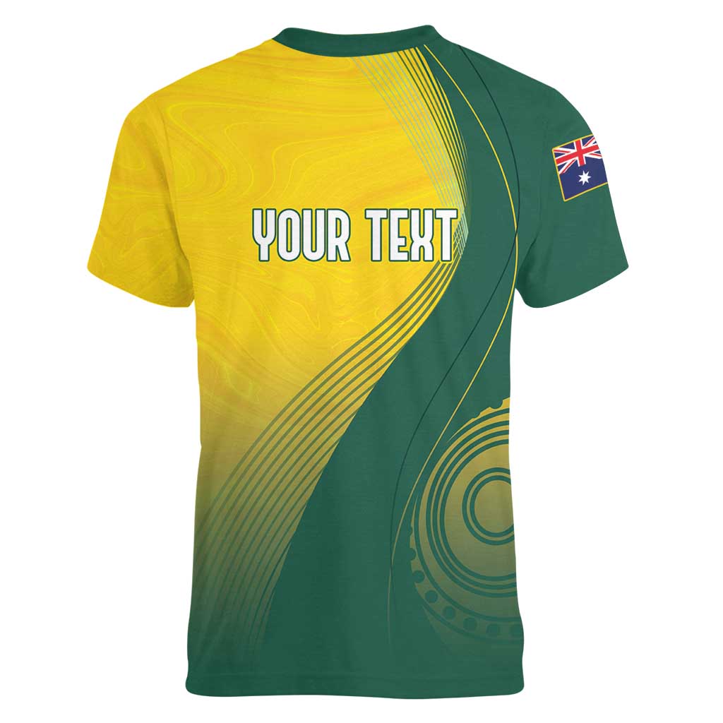 Australia Bowls Personalised Women V-Neck T-Shirt Basic Marble Glaze - National Color - Aussie Hoodie