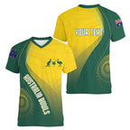 Australia Bowls Personalised Women V-Neck T-Shirt Basic Marble Glaze - National Color - Aussie Hoodie
