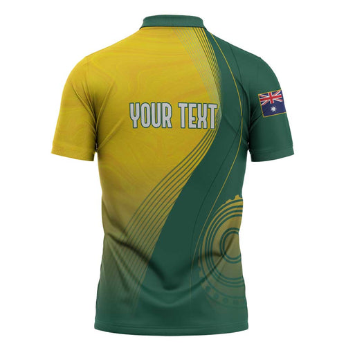 Australia Bowls Personalised Zipper Polo Shirt Basic Marble Glaze - National Color - Aussie Hoodie