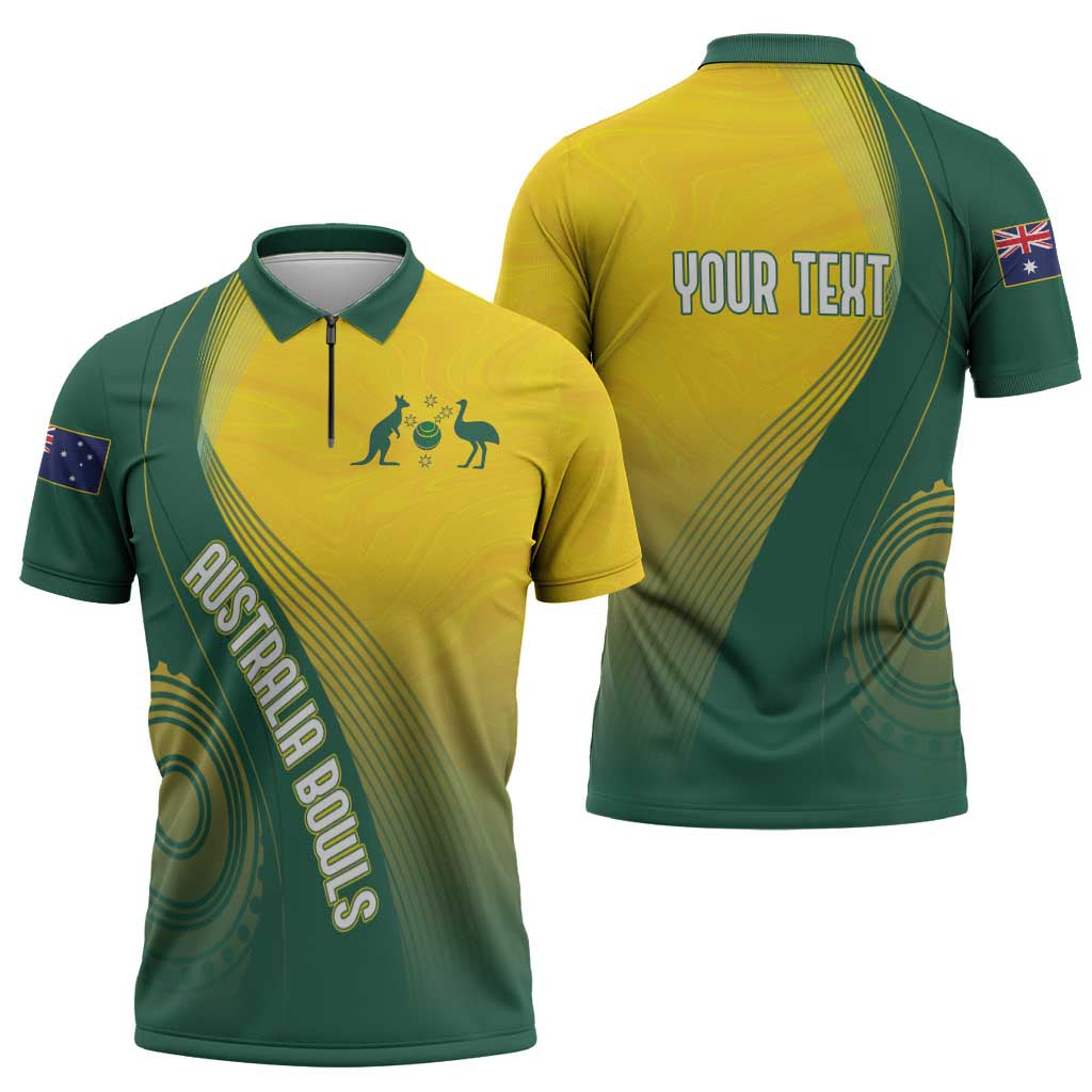 Australia Bowls Personalised Zipper Polo Shirt Basic Marble Glaze - National Color - Aussie Hoodie