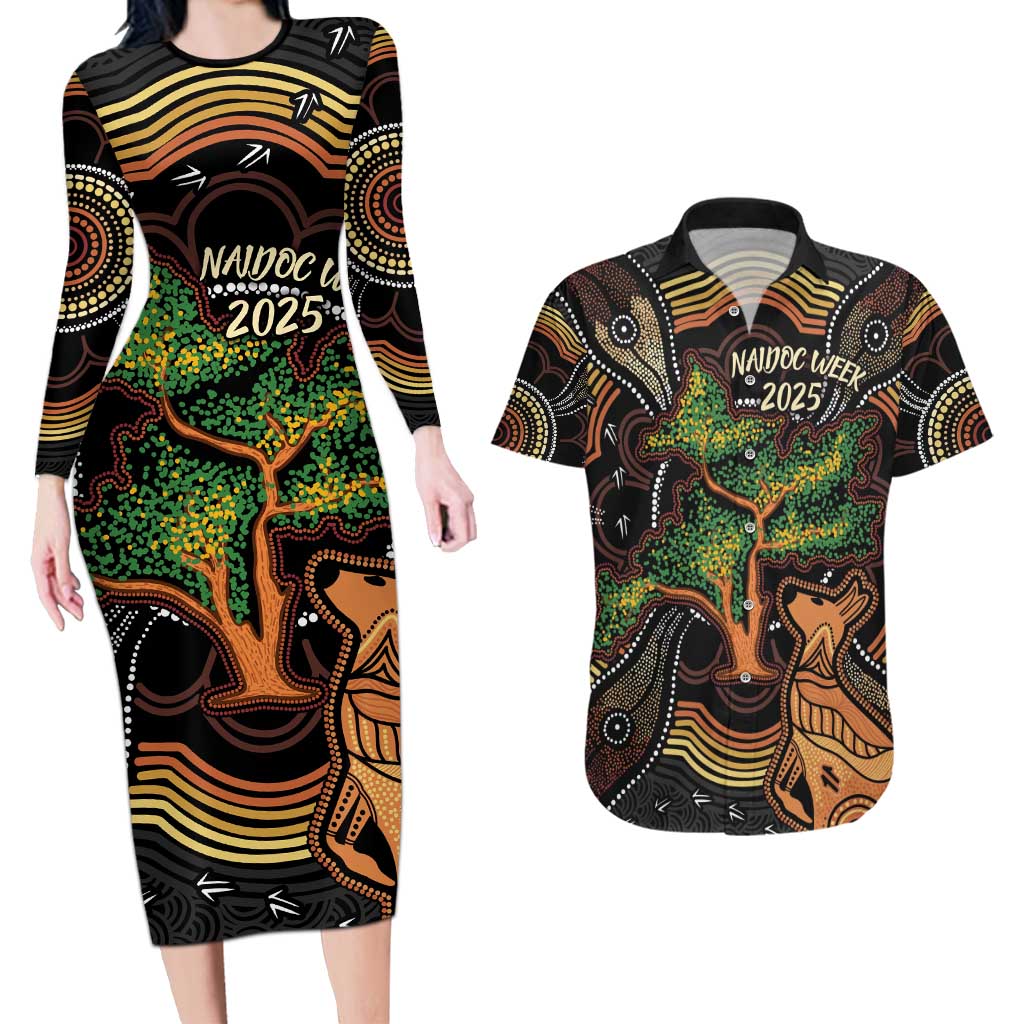 NAIDOC Week 2025 Indigenous Couples Matching Long Sleeve Bodycon Dress and Hawaiian Shirt Legacies - Tree Of Life
