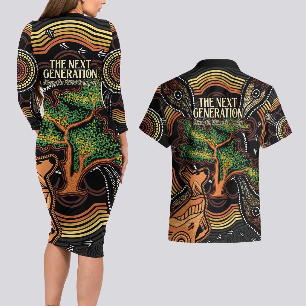 NAIDOC Week 2025 Indigenous Couples Matching Long Sleeve Bodycon Dress and Hawaiian Shirt Legacies - Tree Of Life