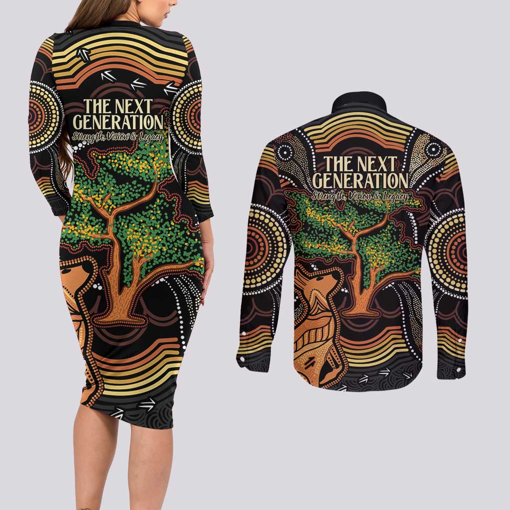 NAIDOC Week 2025 Indigenous Couples Matching Long Sleeve Bodycon Dress and Long Sleeve Button Shirt Legacies - Tree Of Life
