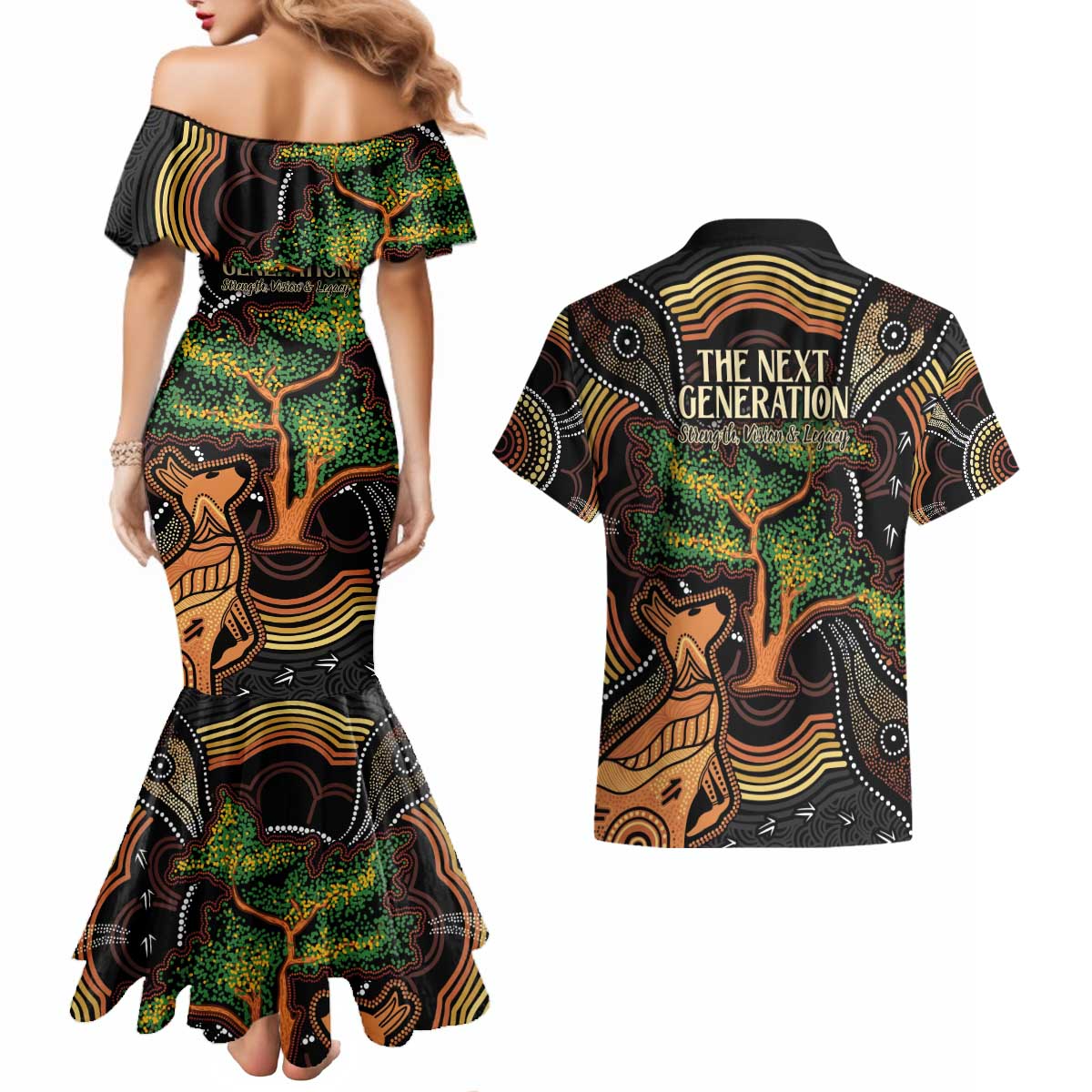 NAIDOC Week 2025 Indigenous Couples Matching Mermaid Dress and Hawaiian Shirt Legacies - Tree Of Life