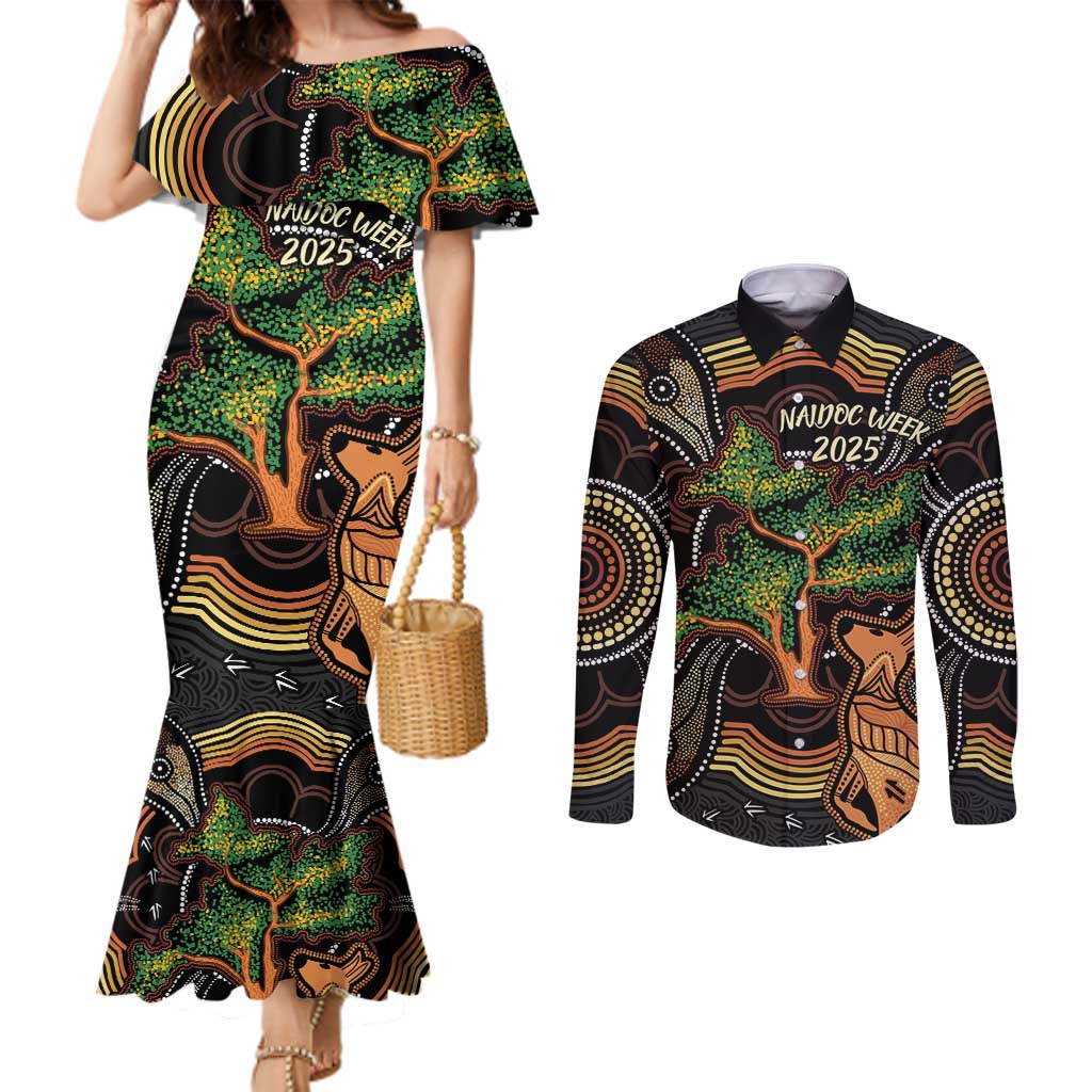 NAIDOC Week 2025 Indigenous Couples Matching Mermaid Dress and Long Sleeve Button Shirt Legacies - Tree Of Life