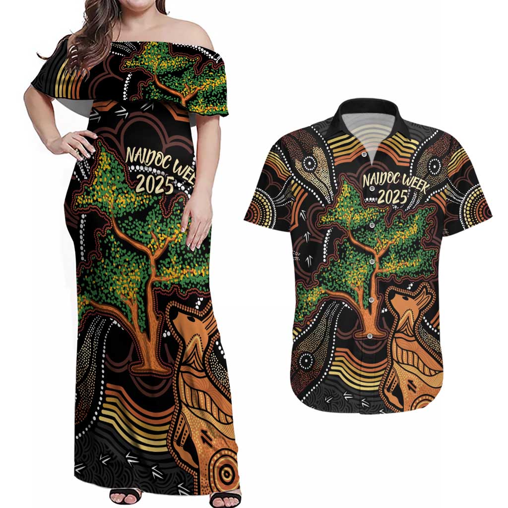 NAIDOC Week 2025 Indigenous Couples Matching Off Shoulder Maxi Dress and Hawaiian Shirt Legacies - Tree Of Life