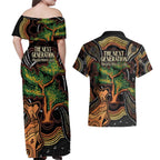 NAIDOC Week 2025 Indigenous Couples Matching Off Shoulder Maxi Dress and Hawaiian Shirt Legacies - Tree Of Life