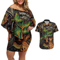 NAIDOC Week 2025 Indigenous Couples Matching Off Shoulder Short Dress and Hawaiian Shirt Legacies - Tree Of Life