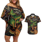 NAIDOC Week 2025 Indigenous Couples Matching Off Shoulder Short Dress and Hawaiian Shirt Legacies - Tree Of Life