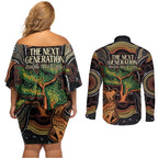 NAIDOC Week 2025 Indigenous Couples Matching Off Shoulder Short Dress and Long Sleeve Button Shirt Legacies - Tree Of Life